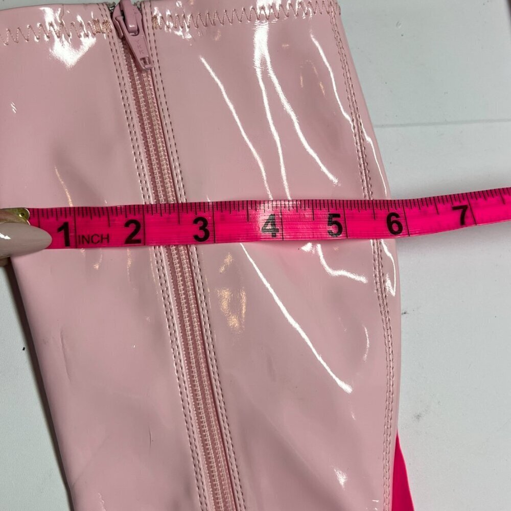 Pleaser Barbie Pink Block Heel Boots Size 6 - Picture 4 of 5